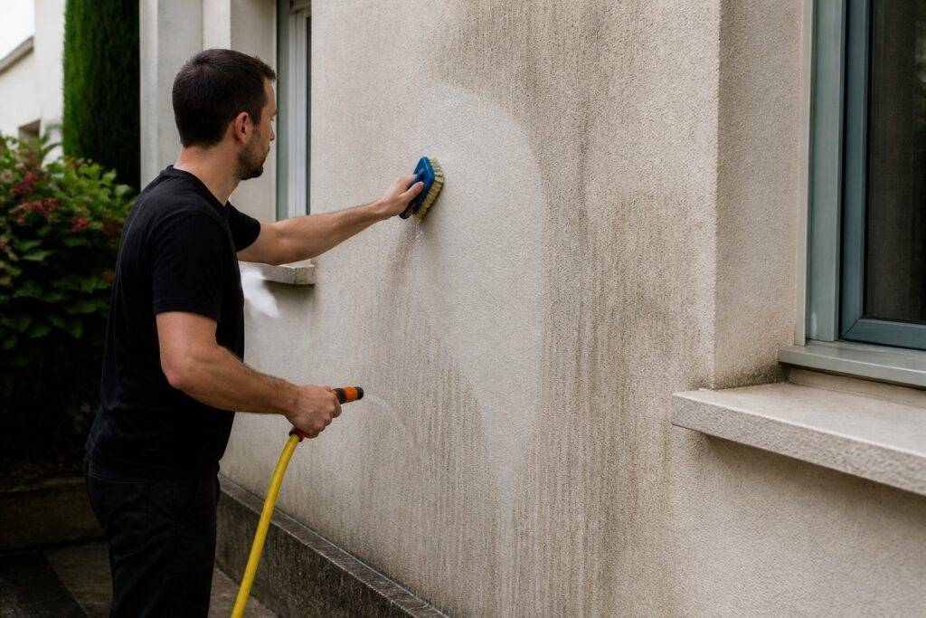 lavage mur en enduit