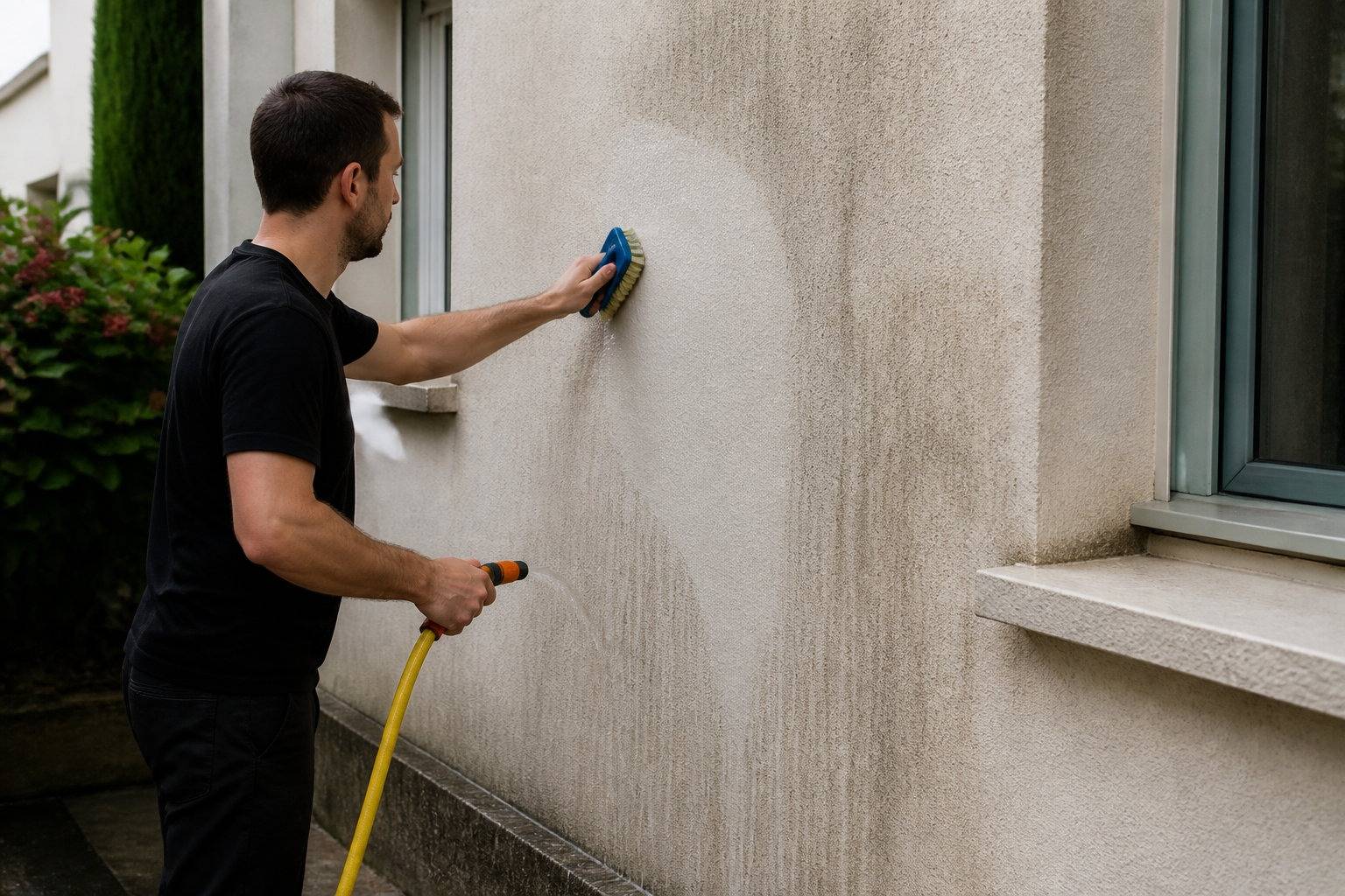 Traitement d'une façade en crépi dans le 77